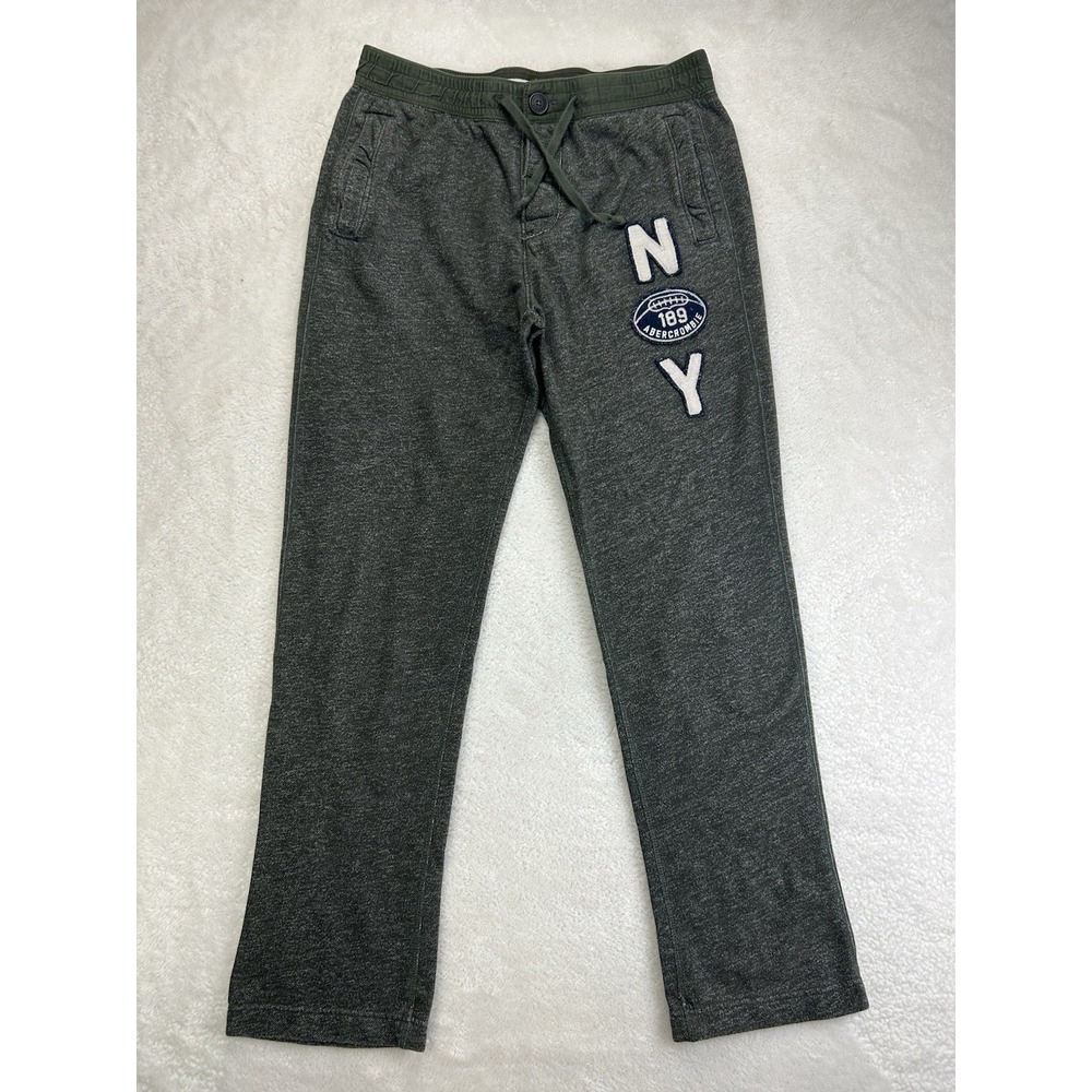 VTG Abercrombie Fitch Sweatpants Mens Medium Y2K Varsity NY Embroidered Open Hem